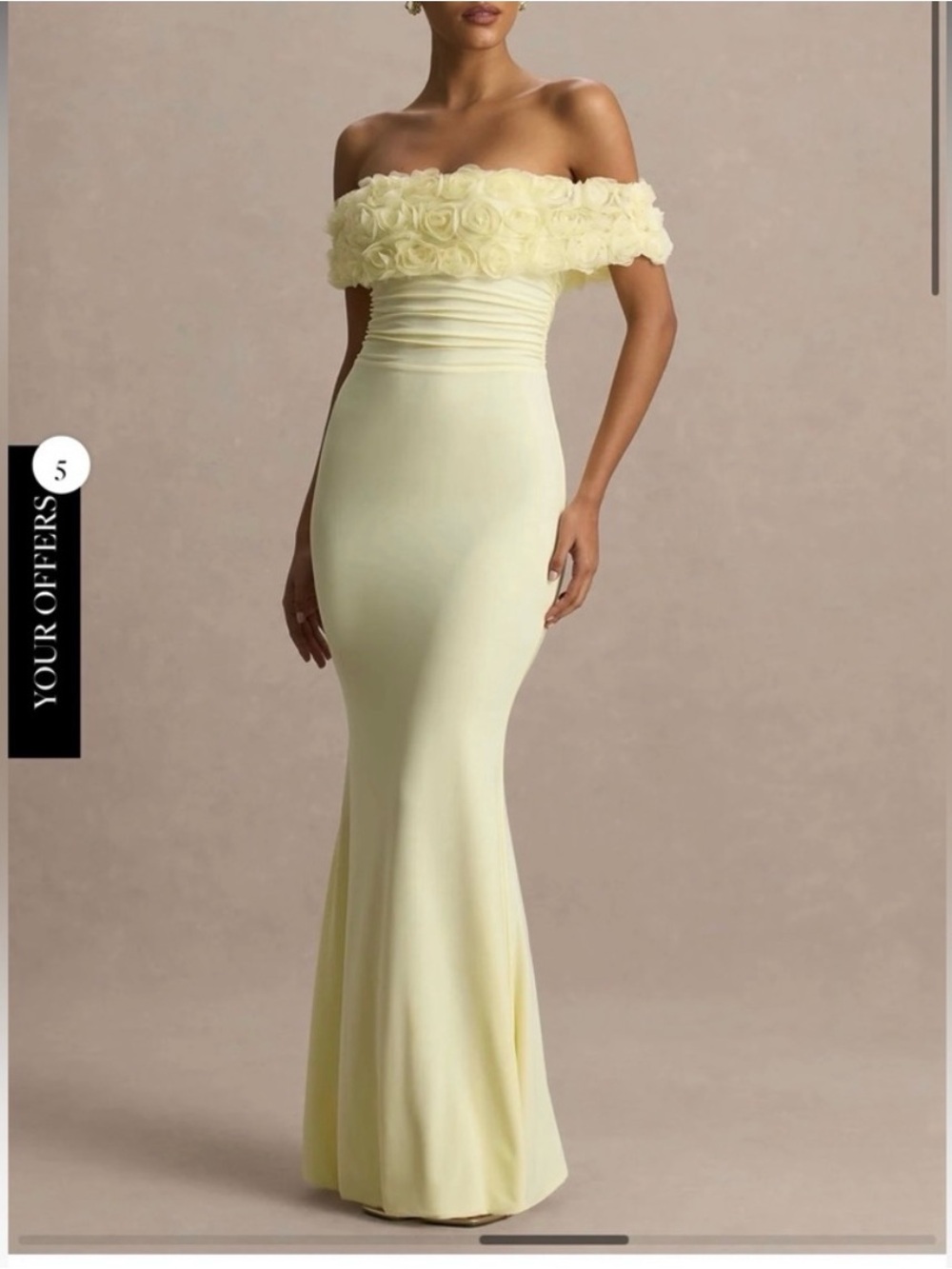 Club L London Lemon Off-Shoulder Floral Maxi Dress